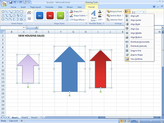 Allineamento di più oggetti grafici in Excel 2007