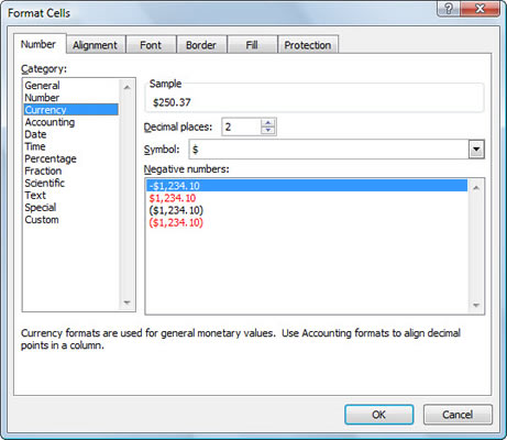 Visualizzazione di numeri in Excel 2007 come valuta