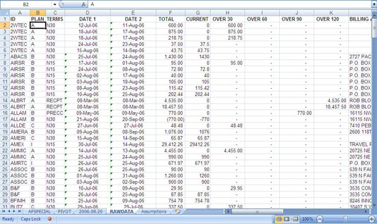 Figer les volets dans une feuille de calcul Excel 2007