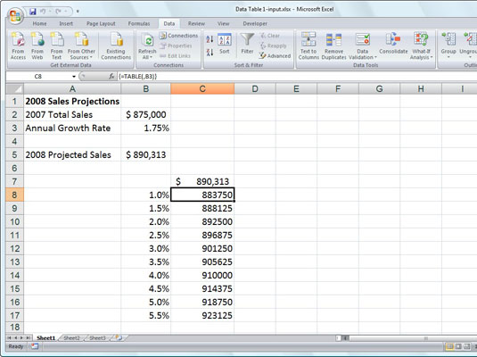 Come creare una tabella dati a una variabile in Excel 2007