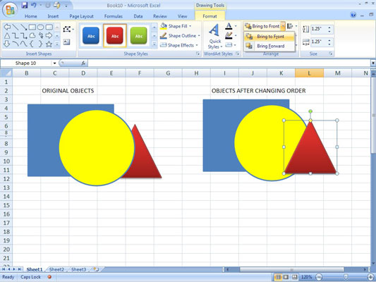 Riordinamento e raggruppamento di oggetti grafici in Excel 2007