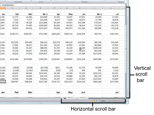 滾動 Excel 2007 工作表