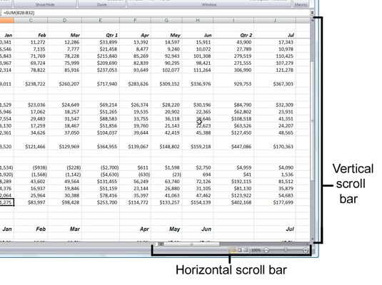 Excel 2007 워크시트 스크롤