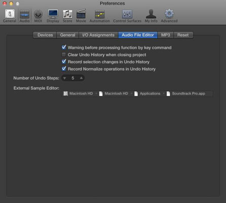 Preferenze audio in Logic Pro X