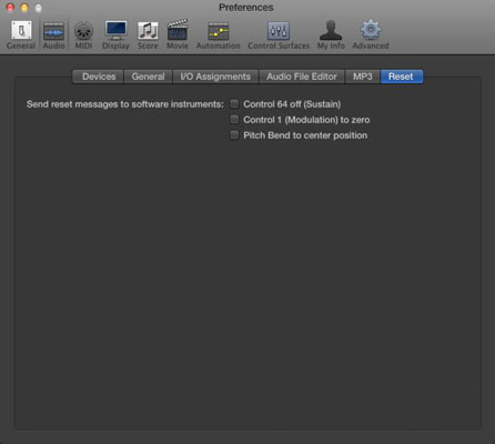 Preferenze audio in Logic Pro X