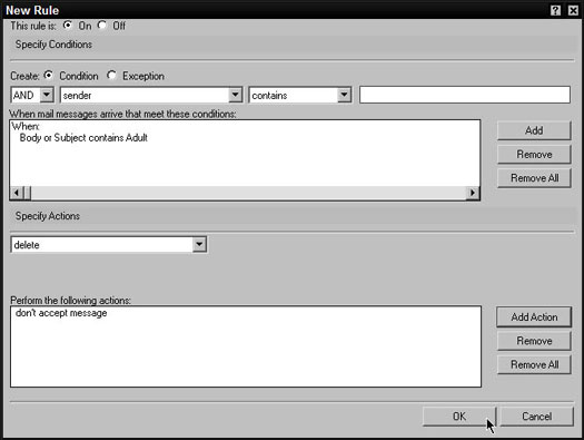 在 Lotus Notes 6 中創建規則