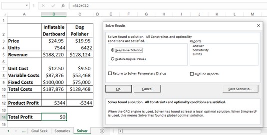 Excel Solver: Tối ưu hóa kết quả, thêm ràng buộc và lưu giải pháp dưới dạng kịch bản