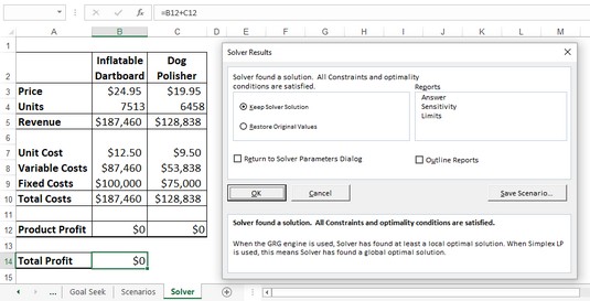 Excel Solver: Tối ưu hóa kết quả, thêm ràng buộc và lưu giải pháp dưới dạng kịch bản