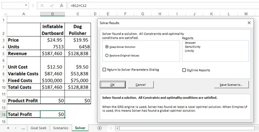 Risolutore Excel: ottimizzazione dei risultati, aggiunta di vincoli e salvataggio di soluzioni come scenari