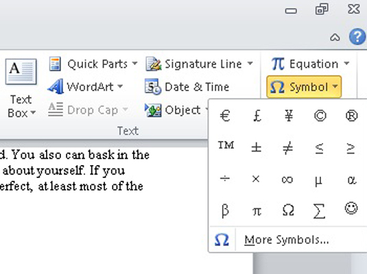 Comment insérer des caractères spéciaux et des symboles dans Word 2010