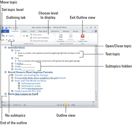 Comment utiliser la vue de contour de Word 2010s