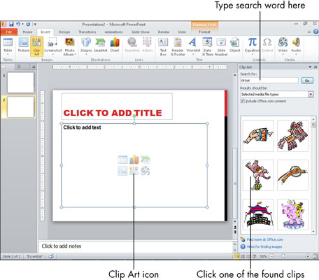 노인용: PowerPoint 슬라이드에 클립 아트를 삽입하는 방법