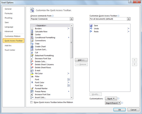 Come personalizzare la barra degli strumenti di accesso rapido di Excel 2010