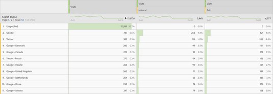 Adobe Analytics y datos de motores de búsqueda