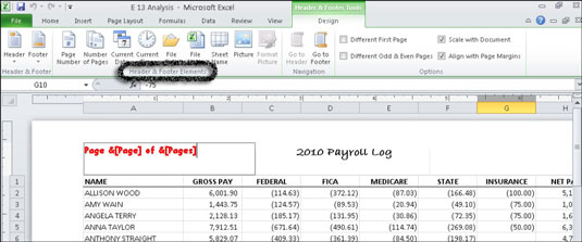Excel 2010에서 사용자 지정 머리글 또는 바닥글을 만드는 방법
