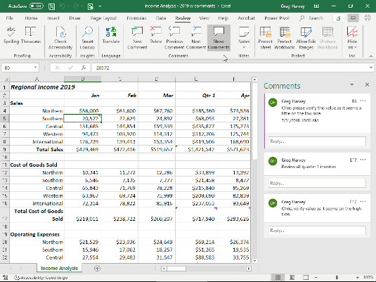 Tính năng Ghi chú và Chia sẻ Tệp trong Bản cập nhật Excel 2016