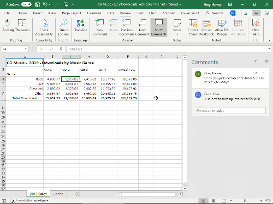 Tính năng Ghi chú và Chia sẻ Tệp trong Bản cập nhật Excel 2016