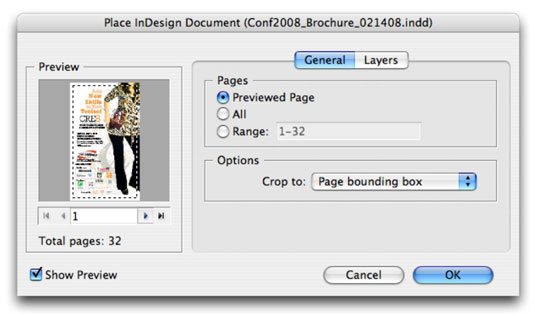 Importar documentos para documentos do InDesign Creative Suite 5