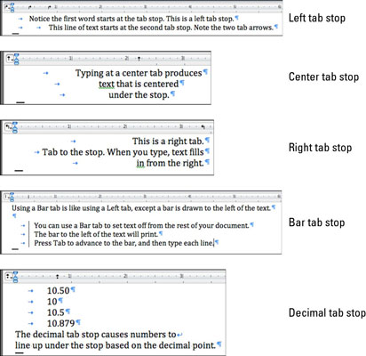 Setzen von Tabstopps in Word 2011 für Mac