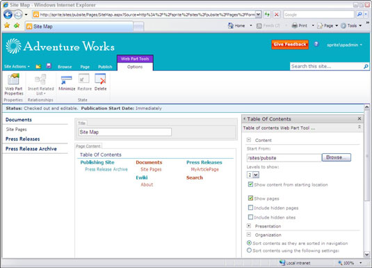 Web part Sommario SharePoint 2010s