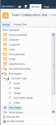 Snelstartbalk in SharePoint 2010