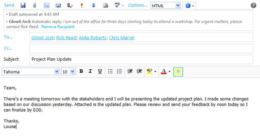 Configurer votre notification dabsence du bureau dans Outlook Web App