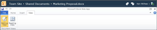 Funzionalità dell'interfaccia dell'app Web di Word