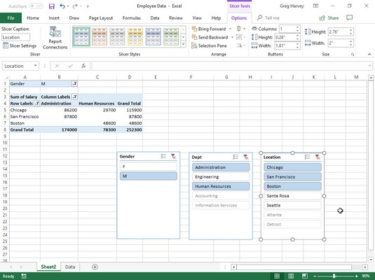 Filtraggio e ordinamento dei dati della tabella pivot in Excel 2019