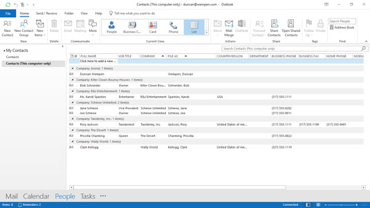 Come visualizzare i contatti in Microsoft Outlook 2019