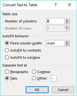 Creazione e formattazione di tabelle in Word 2019