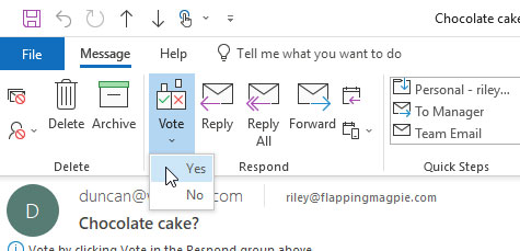 Come votare in Microsoft Outlook 2019