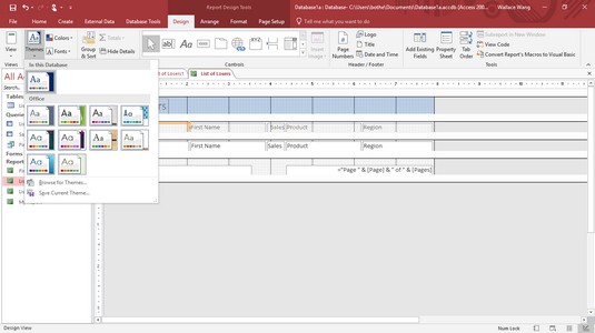 Access 보고서 디자인: Access 2019에서 테마 및 조건부 서식 적용