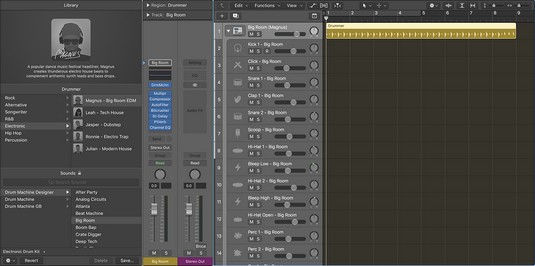 Logic Pro X：Drum MachineDesignerを使用した電子ドラムキットの設計