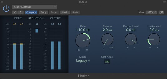 Logic Pro X 플러그인: 컴프레서, 리미터 및 기타 동적 도구