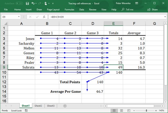 Rilevamento e correzione degli errori nelle formule di Excel 2019