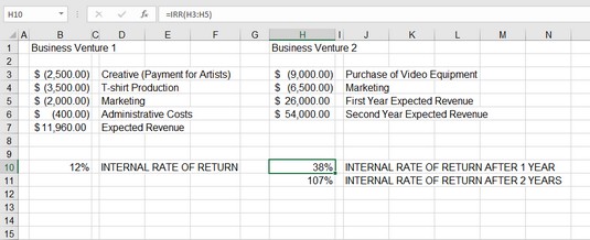 Misurare i tuoi interni con la funzione IRR di Excel