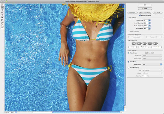 Photoshop CS6의 유동화 창에서 비페인팅 도구를 사용하는 방법