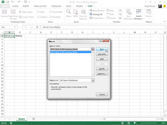 Come eseguire macro macro in Excel 2013