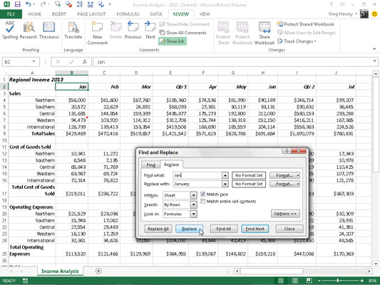 如何在 Excel 2013 中使用查找和替換