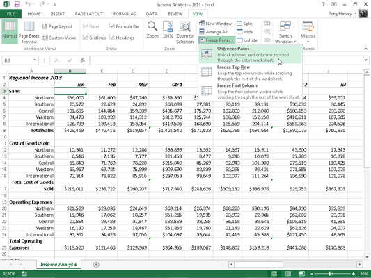 Come bloccare i riquadri in Excel 2013