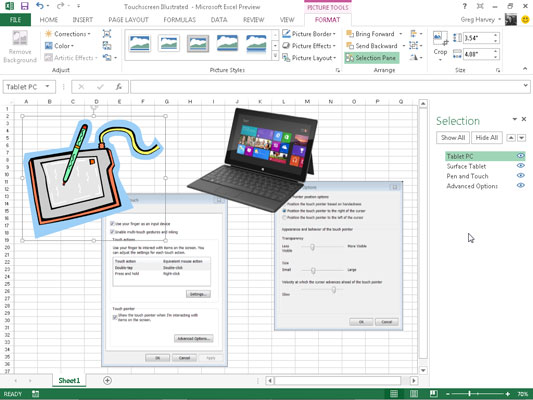 Excel 2013에서 그래픽 개체의 겹침을 제어하는 ​​방법