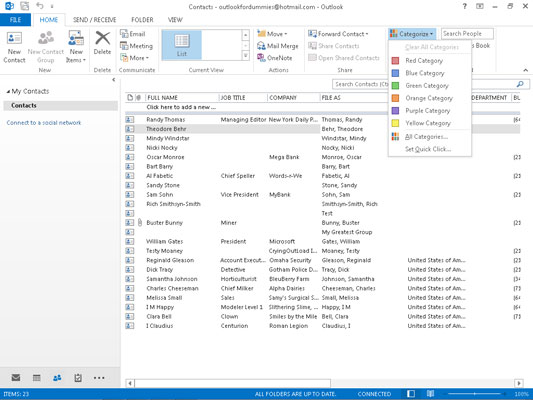 Come utilizzare la funzionalità delle categorie di Outlook 2013