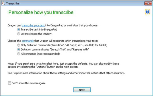 Cómo transcribir su grabación con Dragon NaturallySpeaking