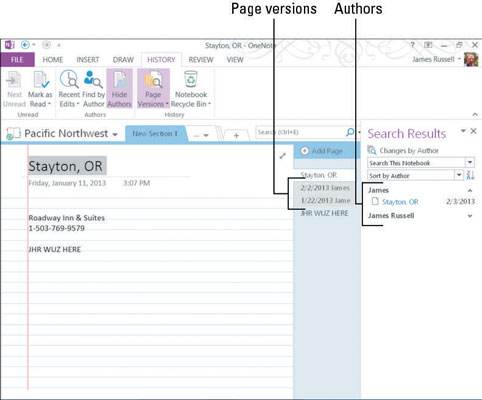 Come visualizzare versioni e autori in OneNote