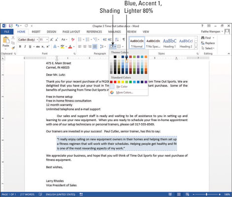 Come aggiungere bordi di paragrafo e ombreggiatura in Word 2013