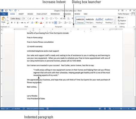 Come far rientrare un paragrafo in Word 2013