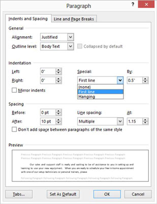 Come far rientrare un paragrafo in Word 2013