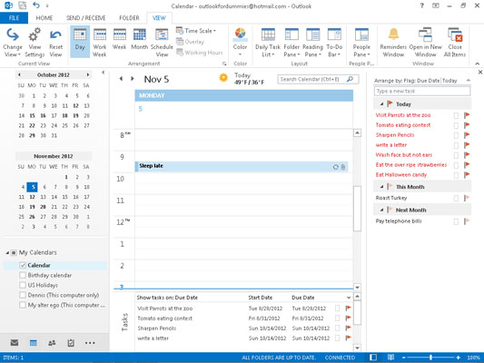 La barra delle cose da fare di Outlook 2013