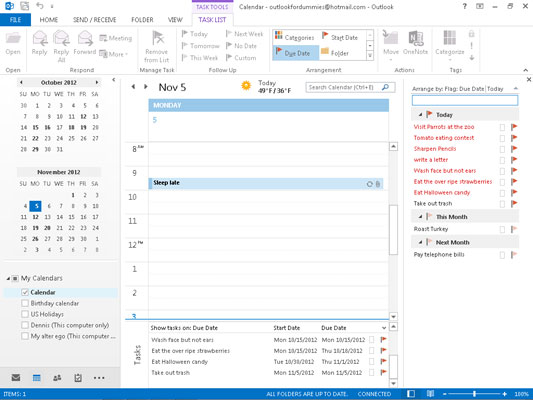 La barra delle cose da fare di Outlook 2013