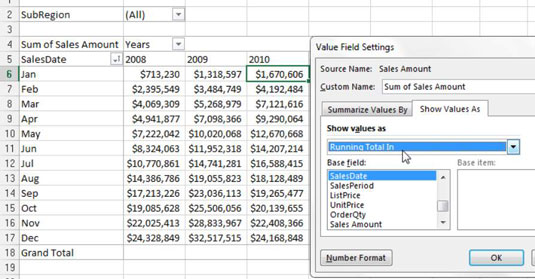 Excel 보고서에 대한 피벗 테이블 YTD 합계 보기 만들기